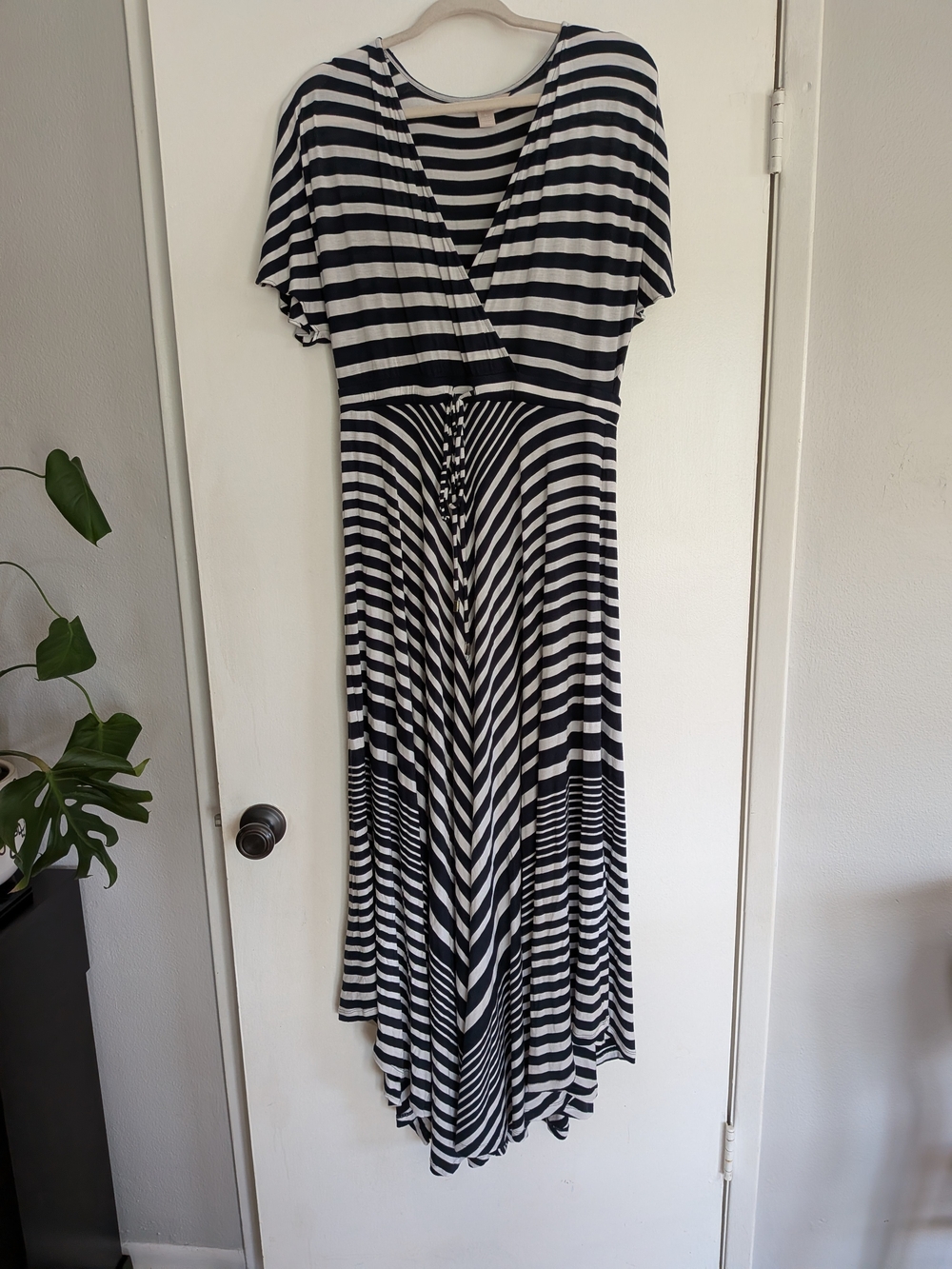 Banana Republic Navy and White Striped Diamond Skirt Maxi Dress